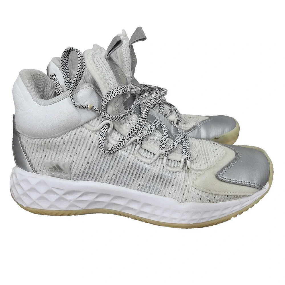 Adidas Pro Boost Mid Basketball Shoes Boys 5.5‎ White Silver Sneakers FW9511